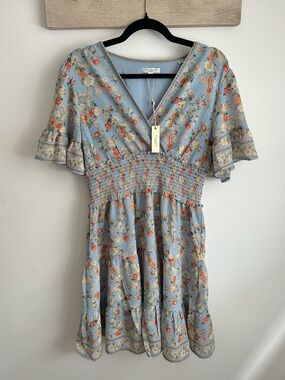 NWT MAX STUDIO Floral Smocked V-Neck Dress